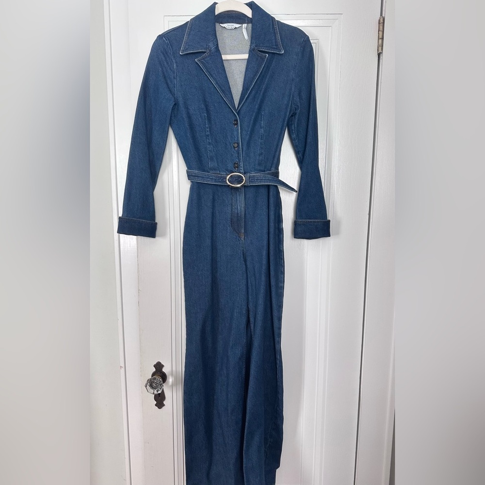 & Other Stories Dark Blue Denim Jumpsuit with Belt